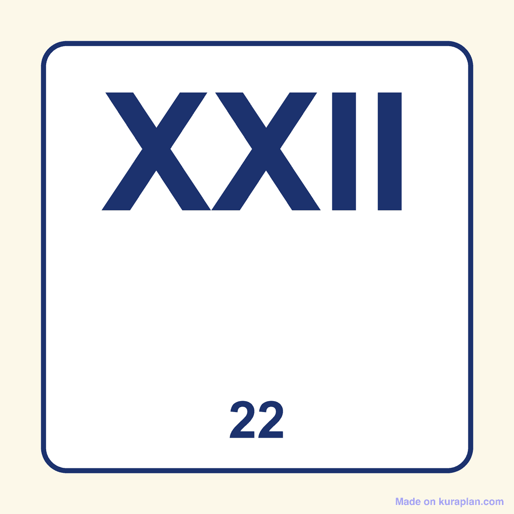 Roman Numeral — XXII (22)