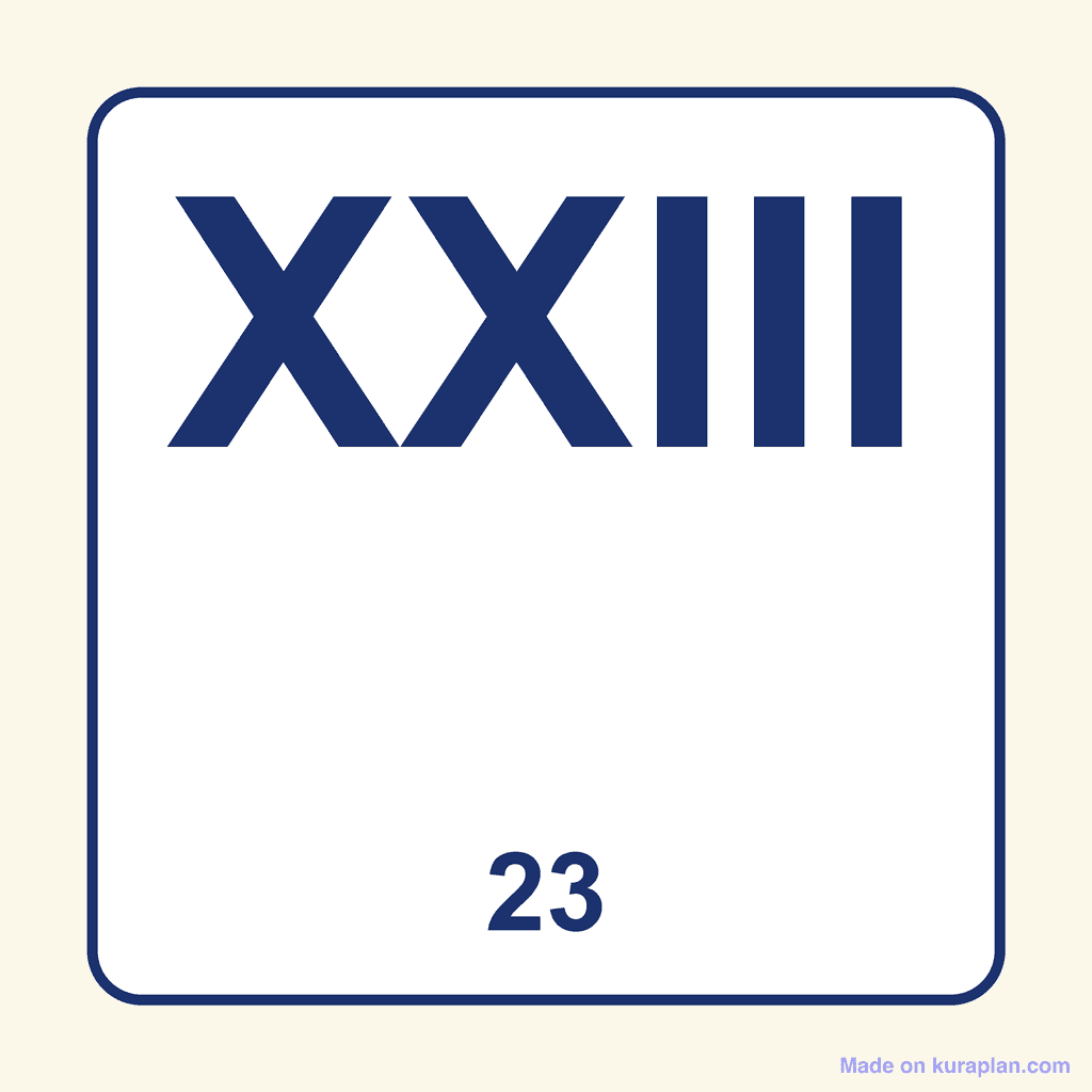 Roman Numeral — XXIII (23)