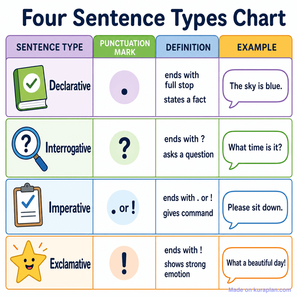 Four Sentence Types Chart (simple)