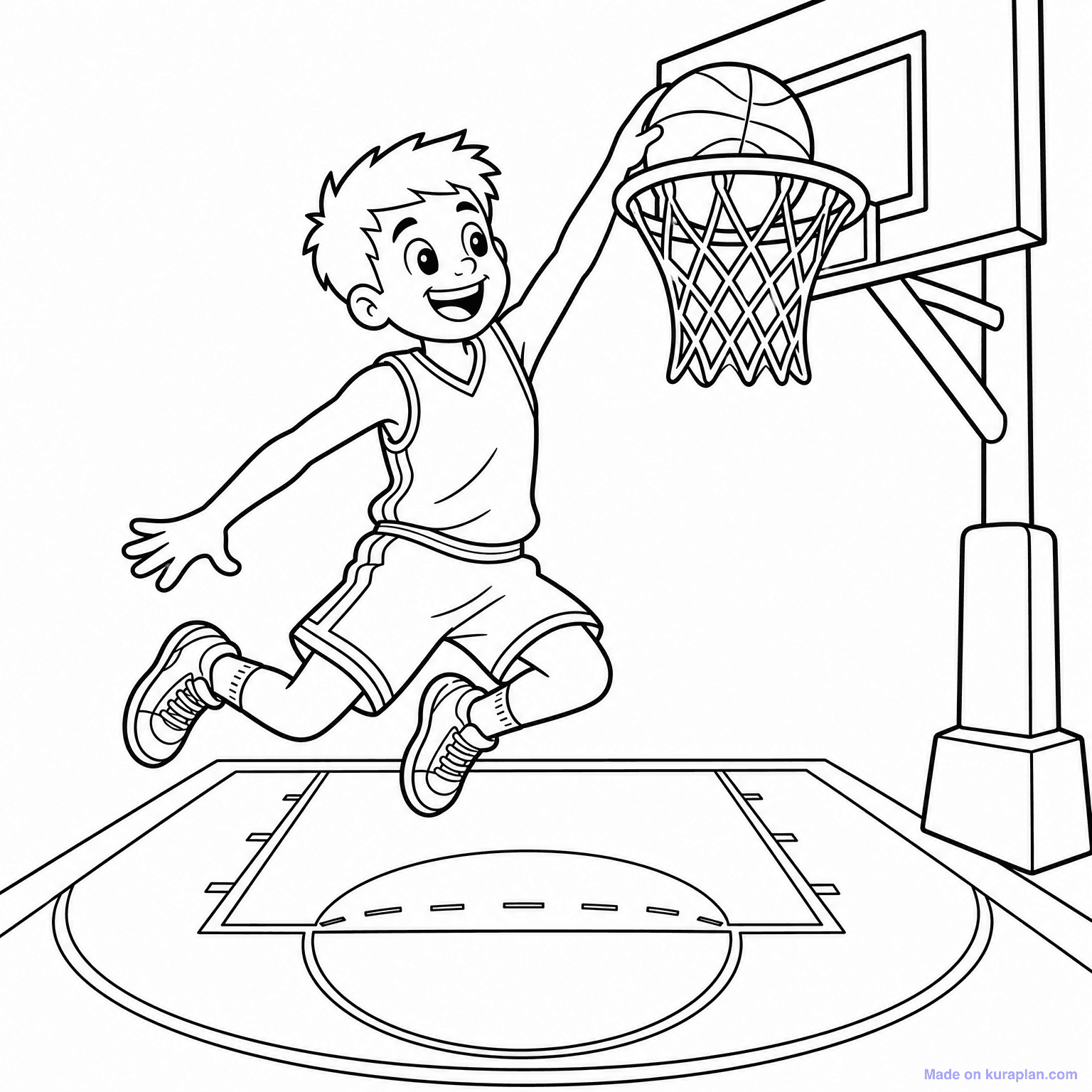 Basketball Player Dunking — Coloring Page
