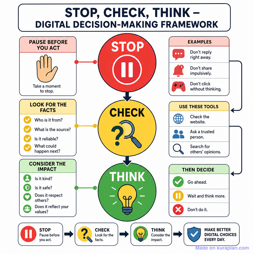 Stop, Check, Think – Digital Decision-Making Framework (detailed)