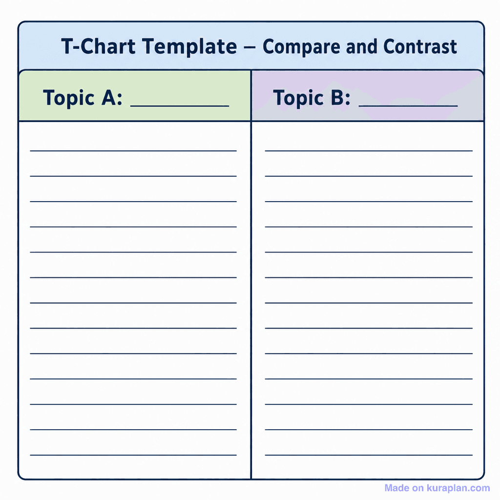 T-Chart Template — Compare and Contrast (simple)