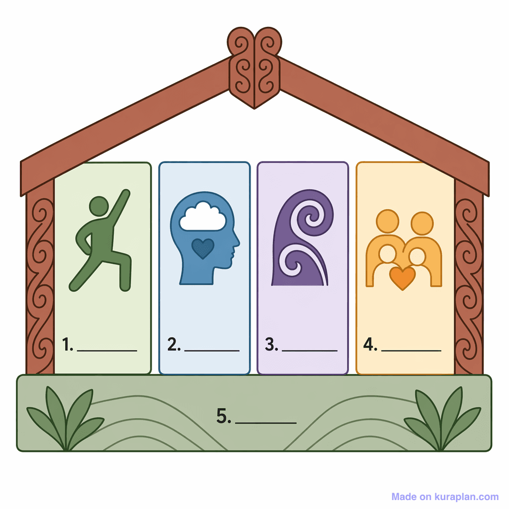 Whare Tapa Whā Wellbeing Model (simple, unlabeled)