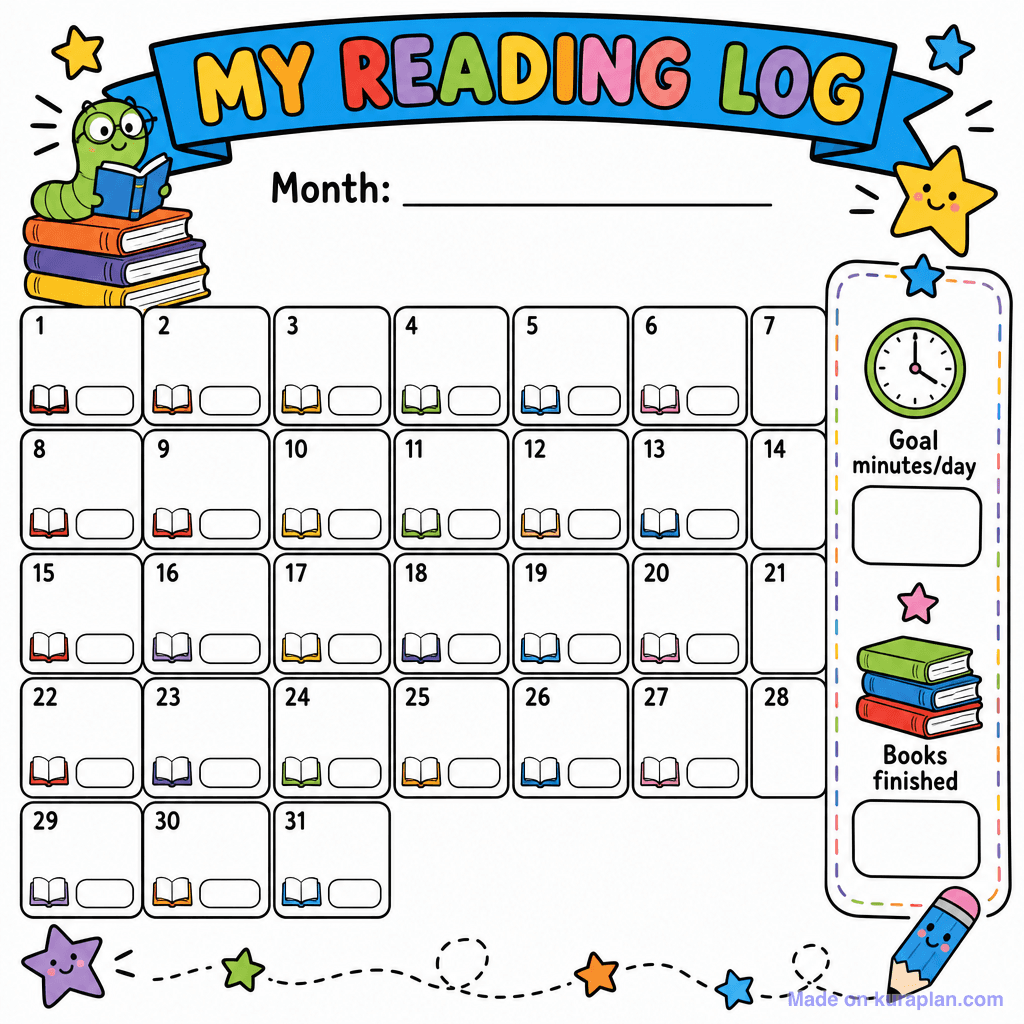 Reading Log Calendar