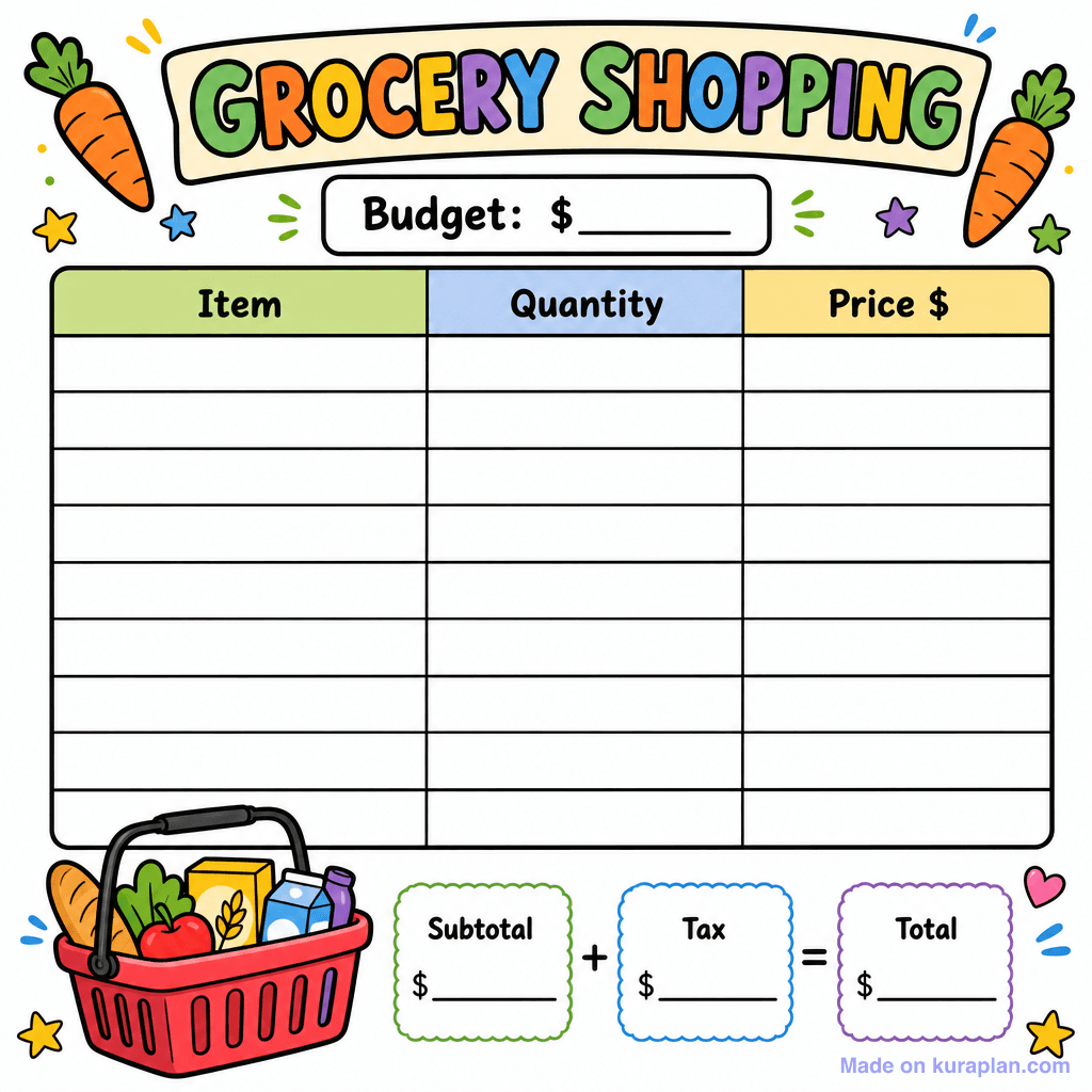 Grocery Shopping List