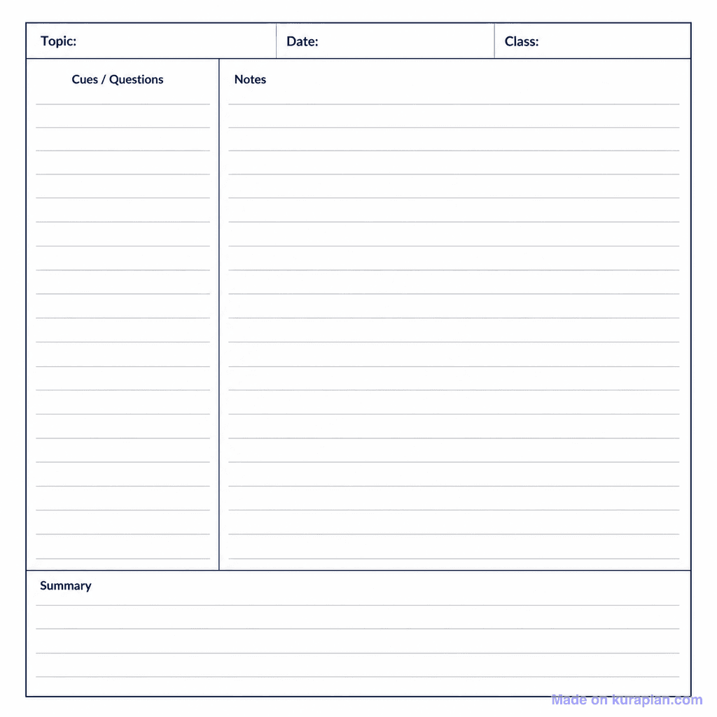 Cornell Notes Template