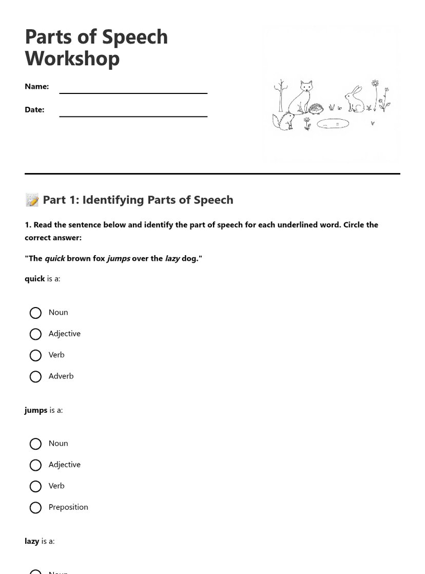 Parts of Speech Workshop