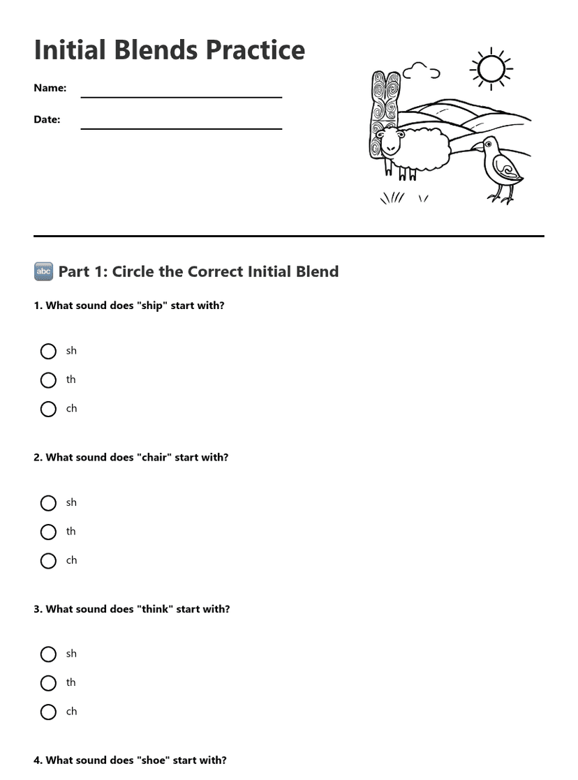 Initial Blends Practice
