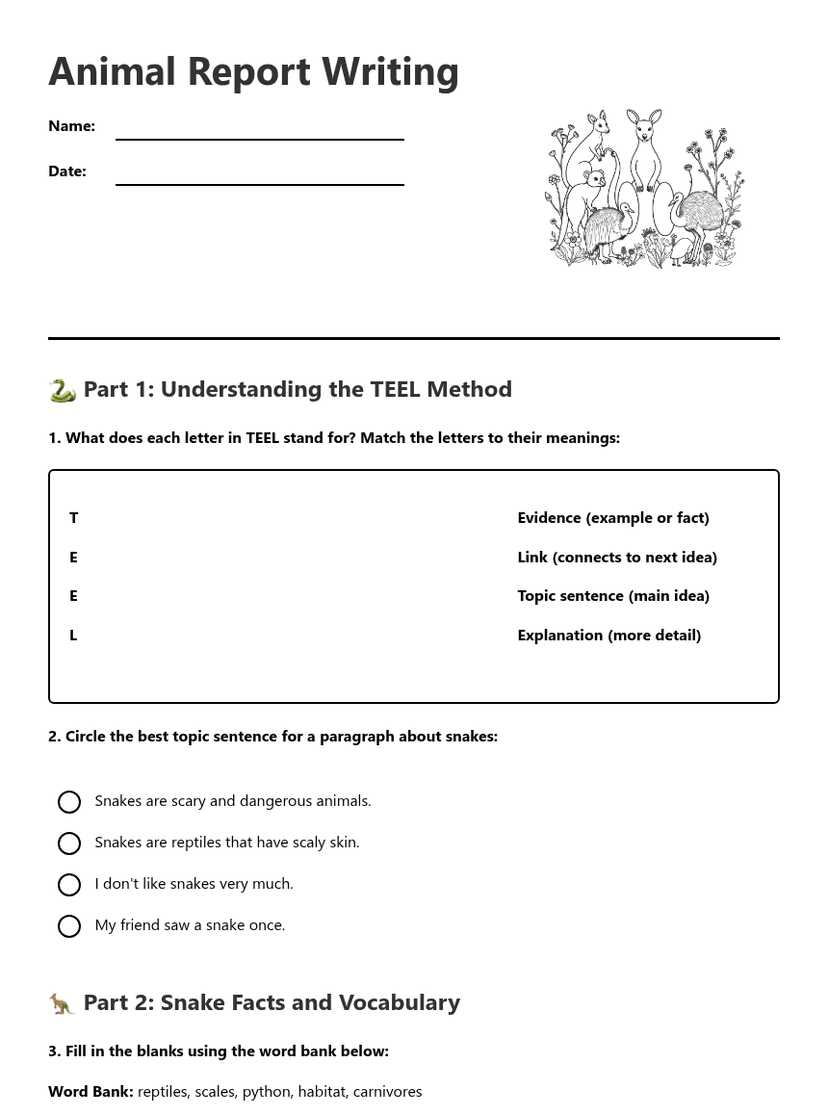Animal Report Writing