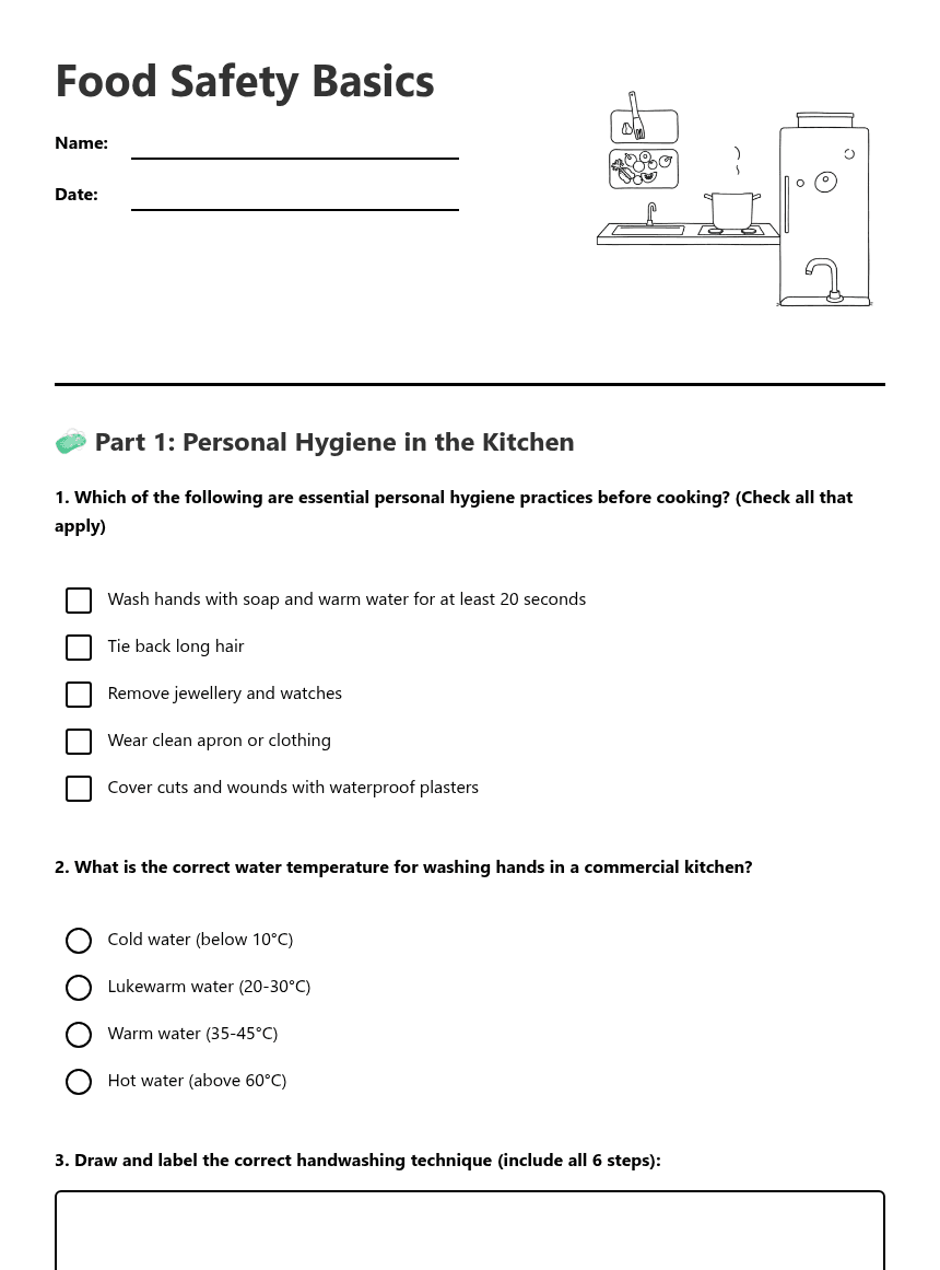 Food Safety Basics worksheet preview