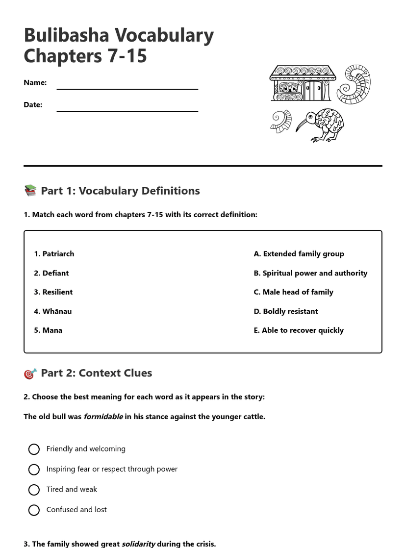 Bulibasha Vocabulary Chapters 7-15