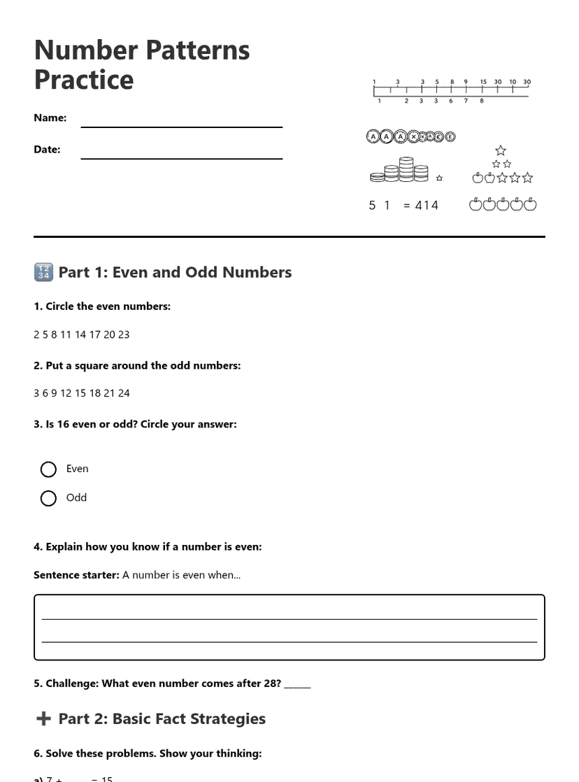Number Patterns Practice