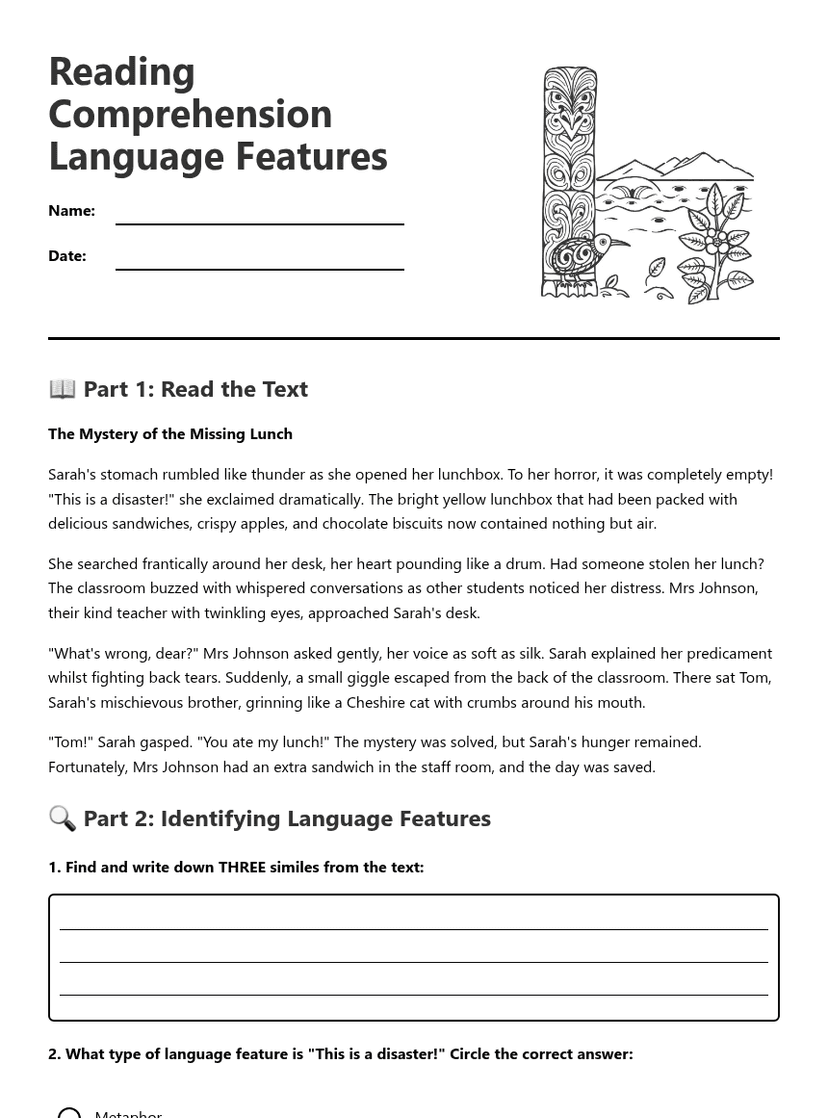 Reading Comprehension Language Features