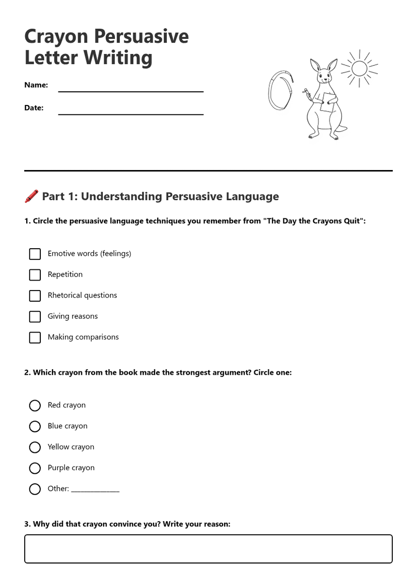 Crayon Persuasive Letter Writing