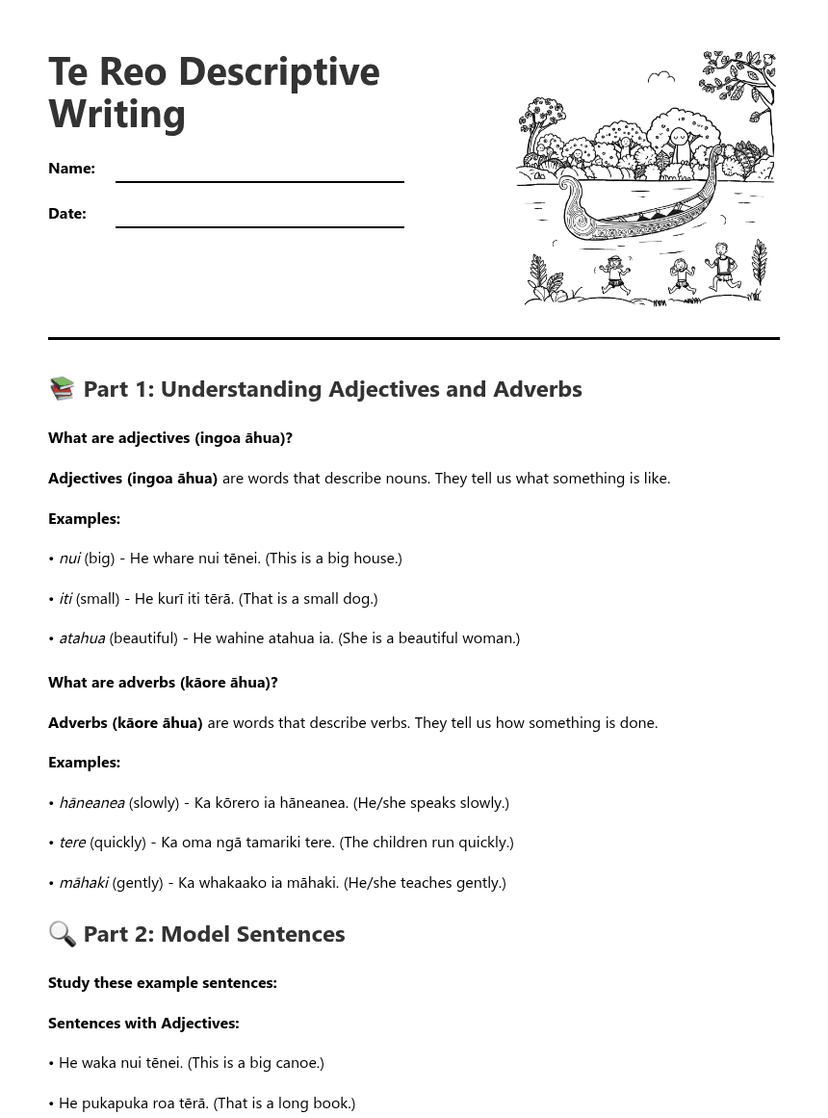 Te Reo Descriptive Writing