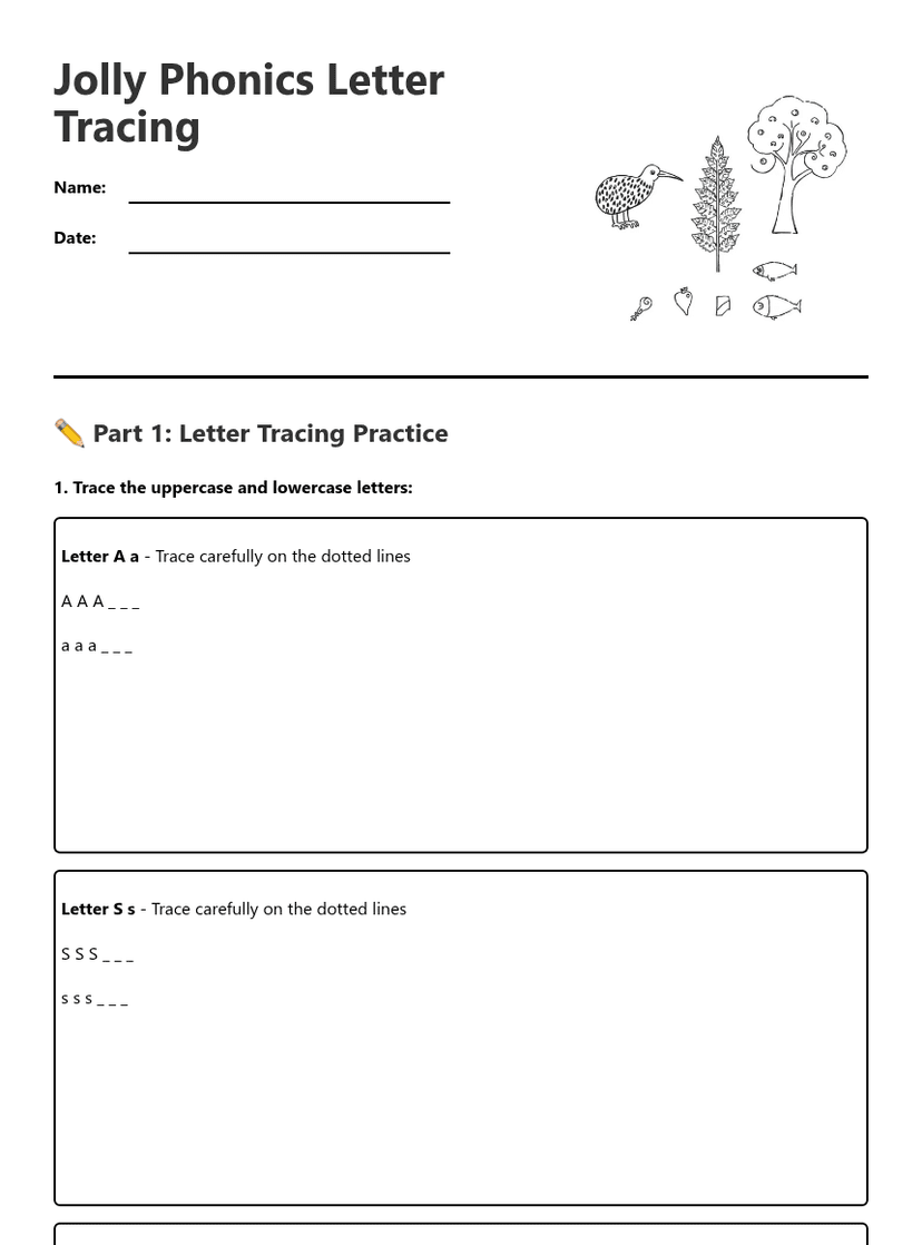Jolly Phonics Letter Tracing