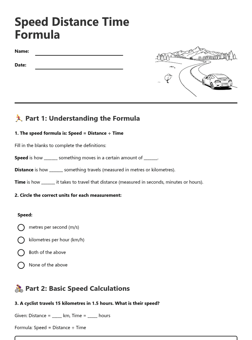 Speed Distance Time Formula