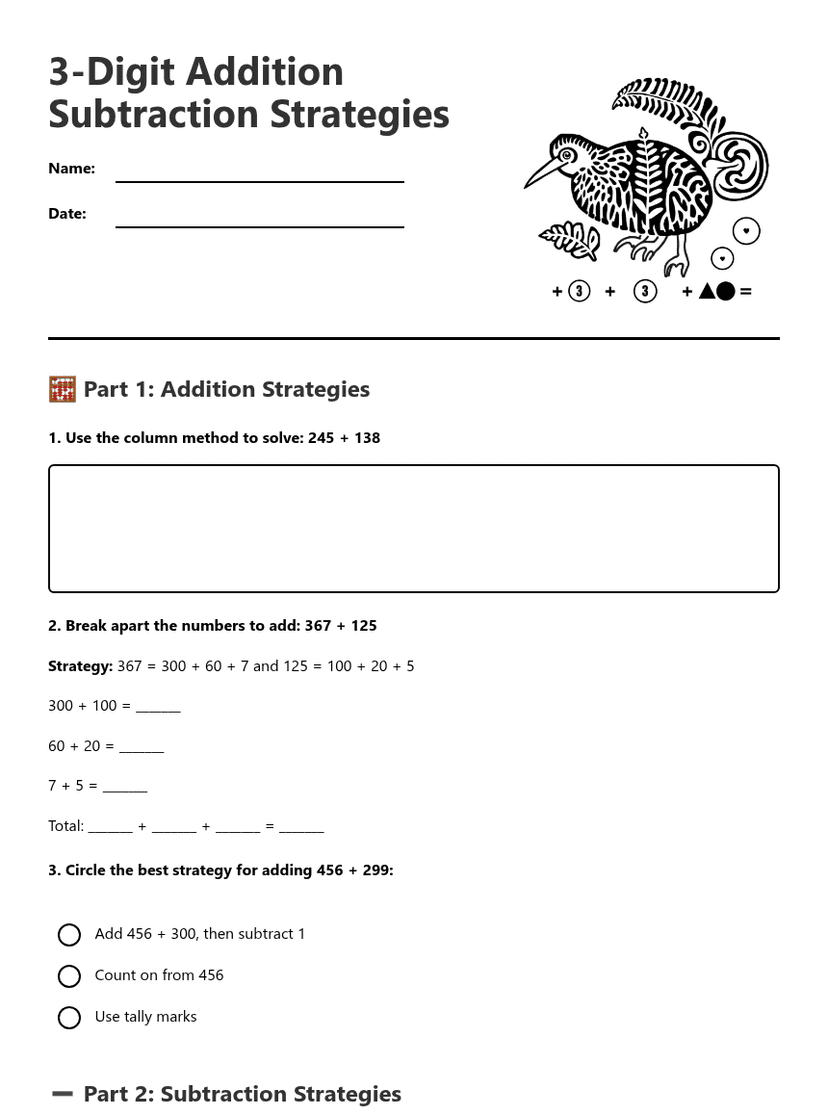 3-Digit Addition Subtraction Strategies
