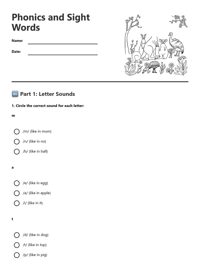 Phonics and Sight Words