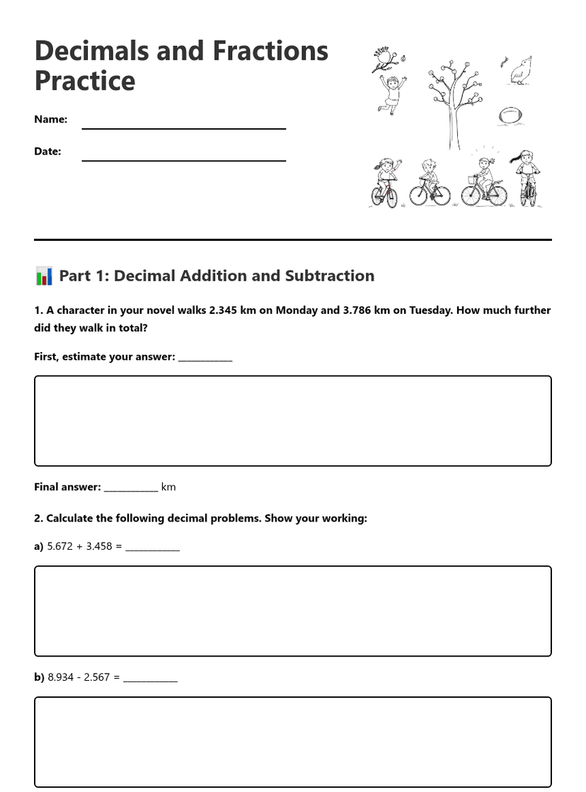 Decimals and Fractions Practice