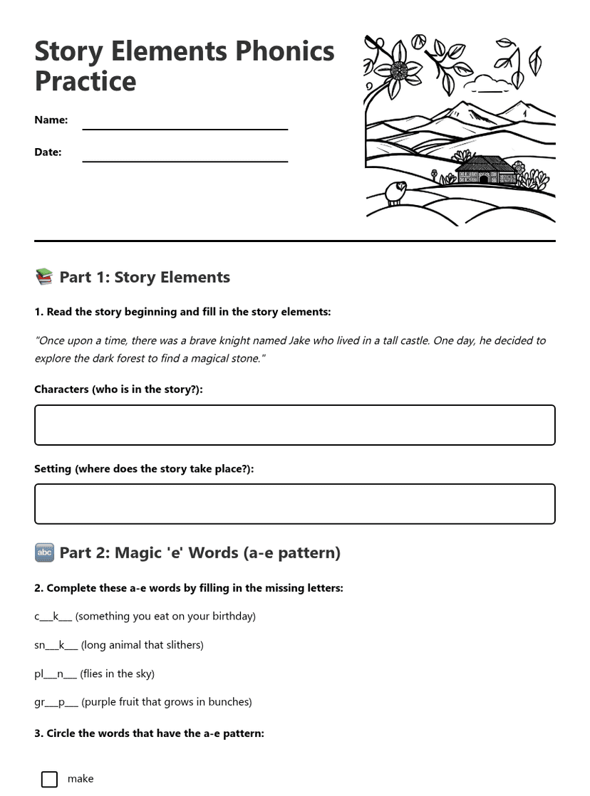Story Elements Phonics Practice