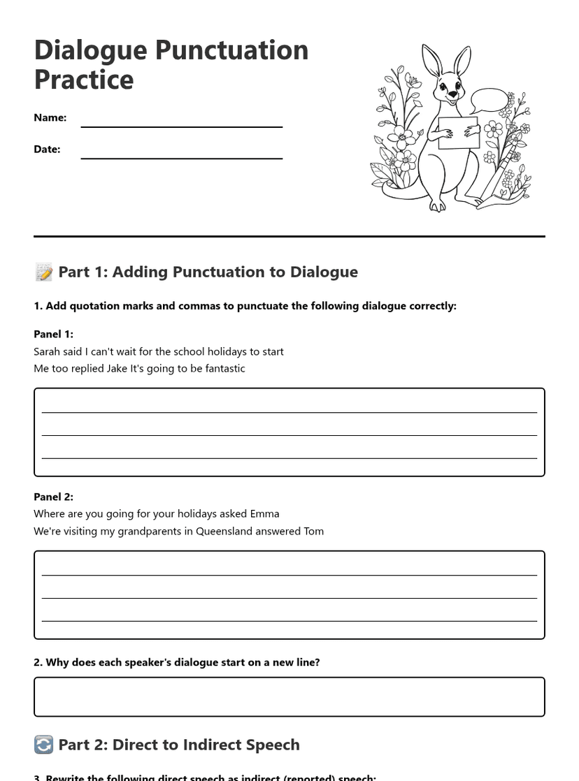 Dialogue Punctuation Practice