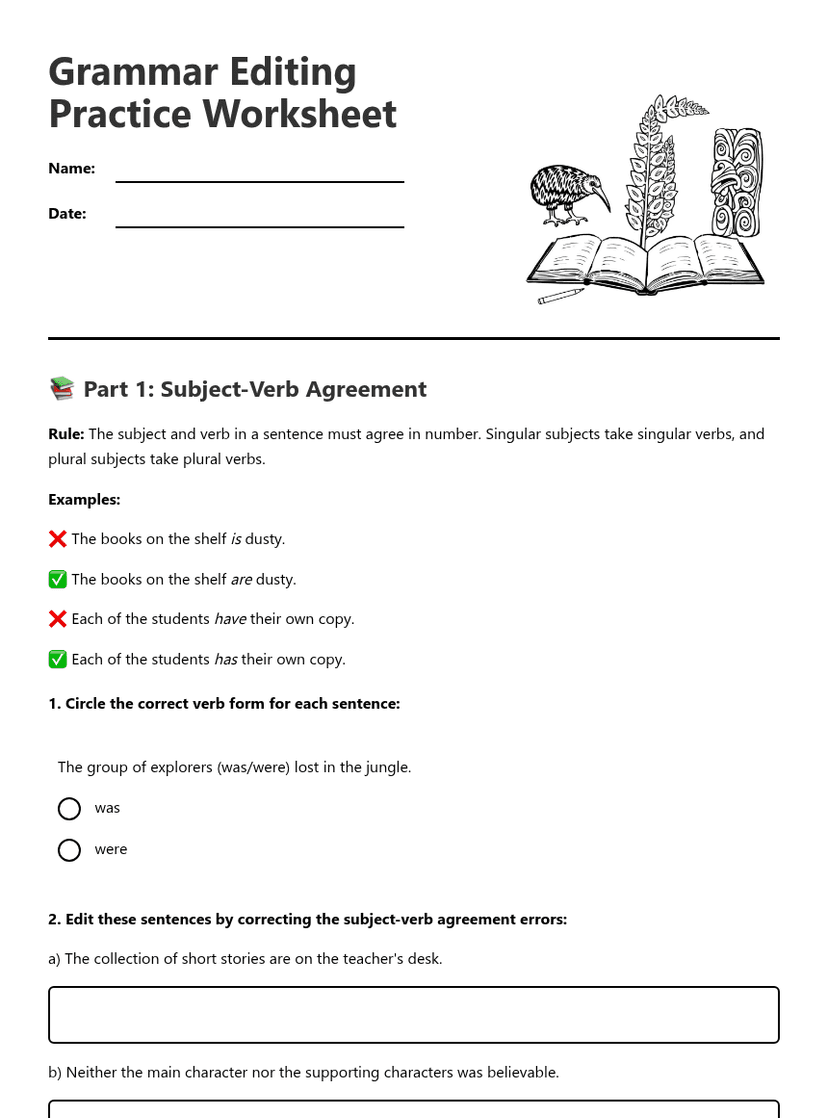 Grammar Editing Practice Worksheet