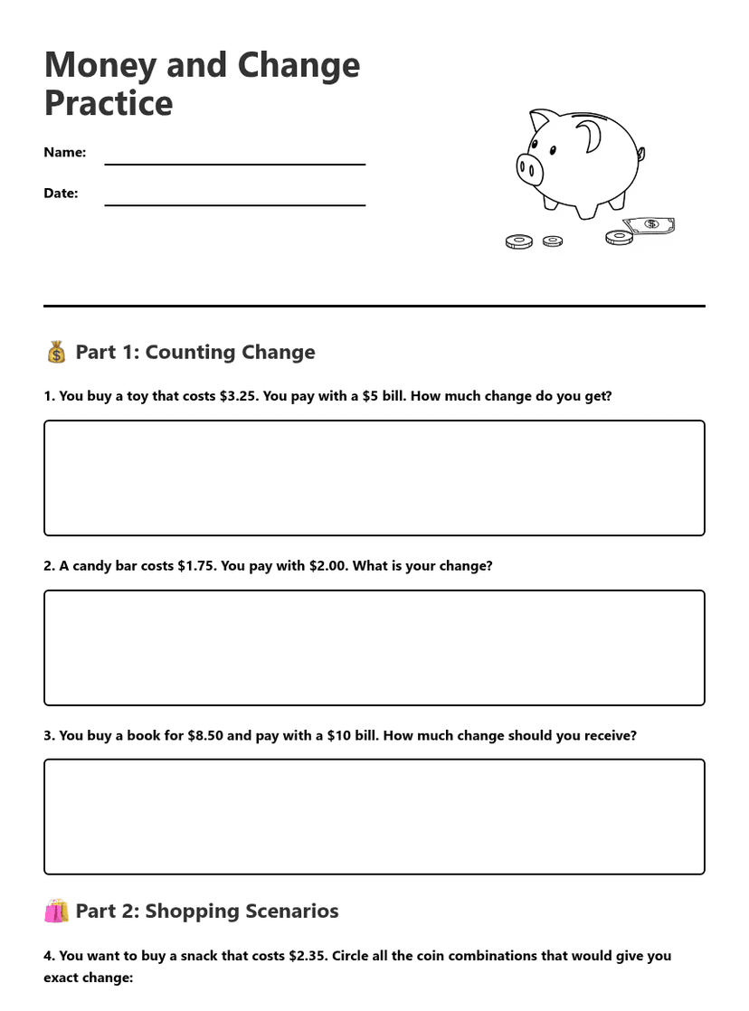Money and Change Practice