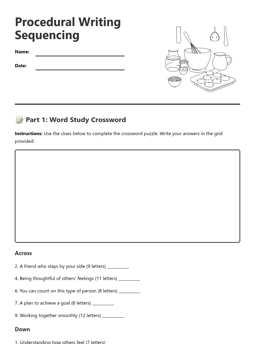 Procedural Writing Sequencing worksheet preview