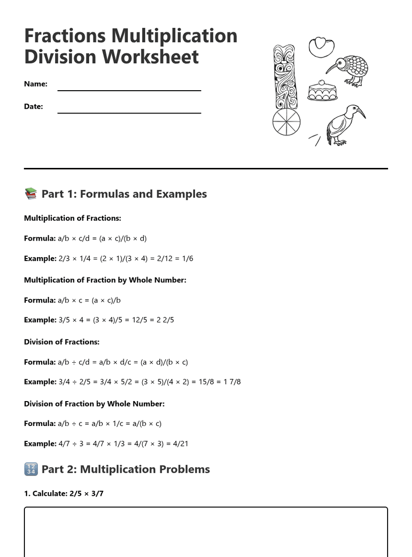 Fractions Multiplication Division Worksheet