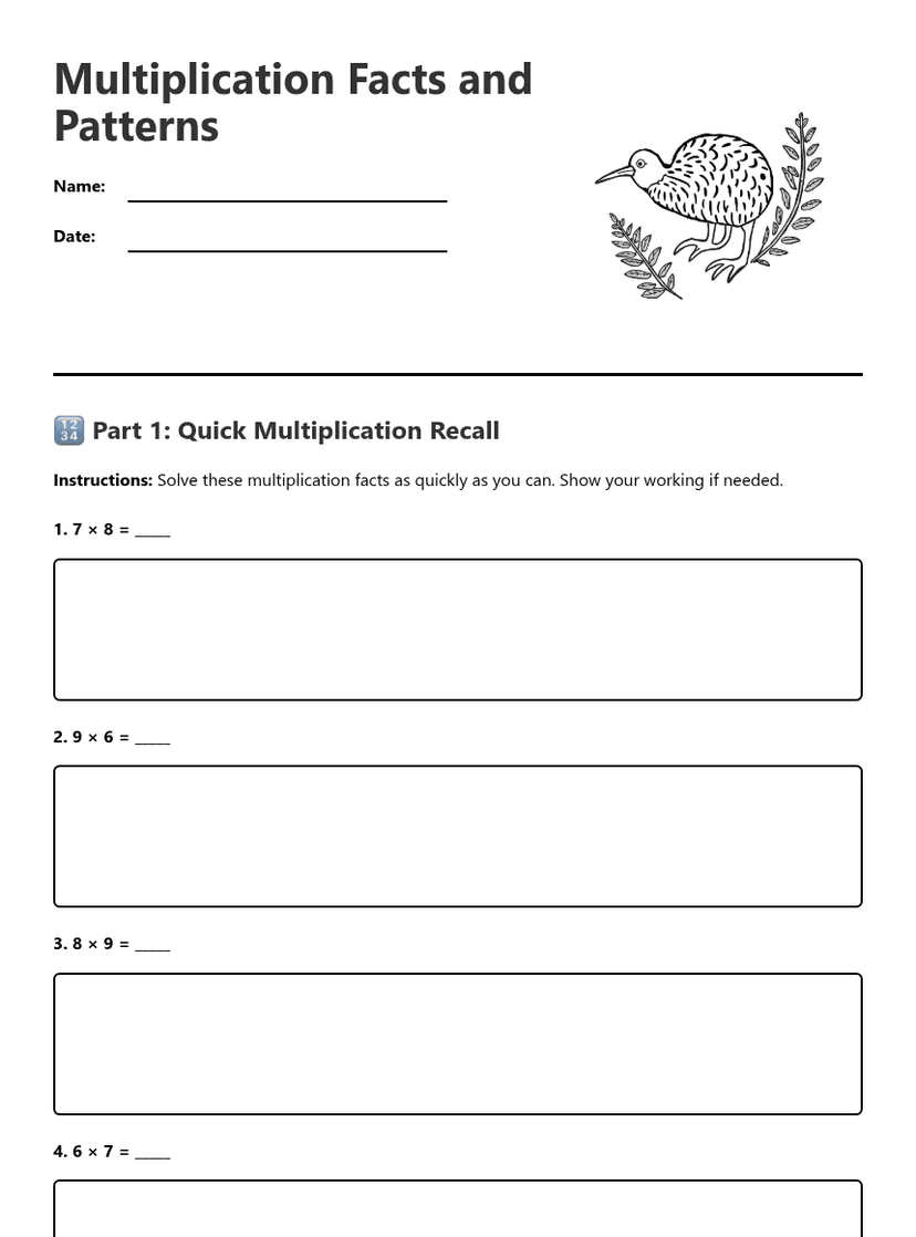 Multiplication Facts and Patterns