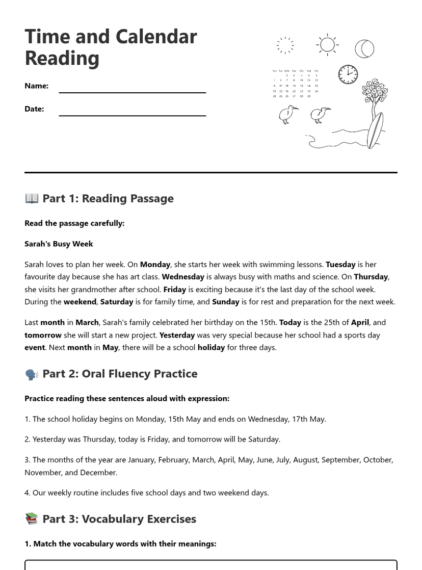 Time and Calendar Reading