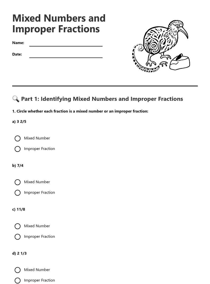 Mixed Numbers and Improper Fractions
