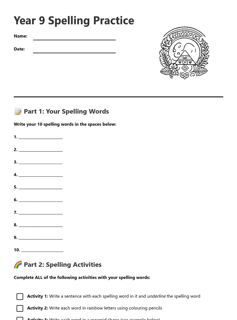 Year 9 Spelling Practice