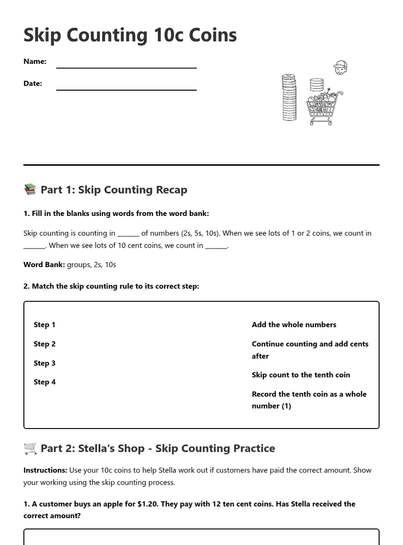 Skip Counting 10c Coins