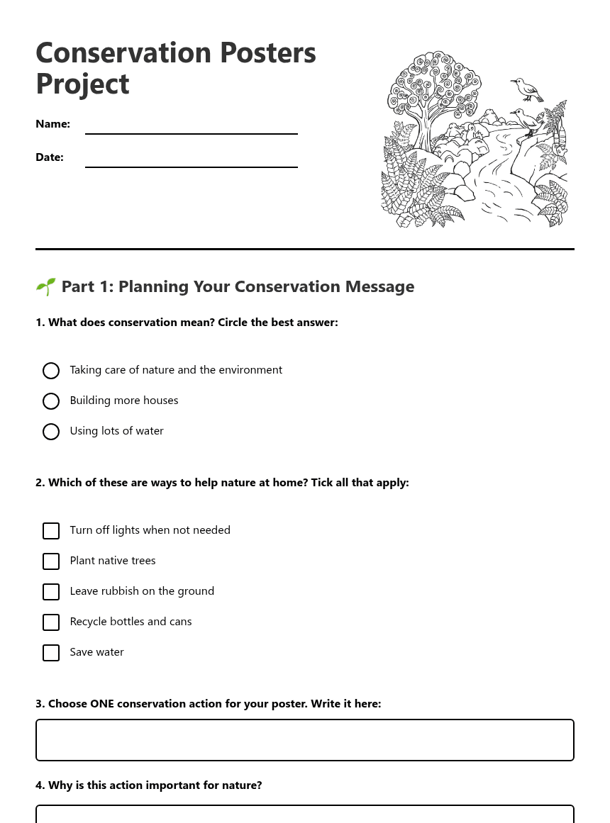 Conservation Posters Project worksheet preview