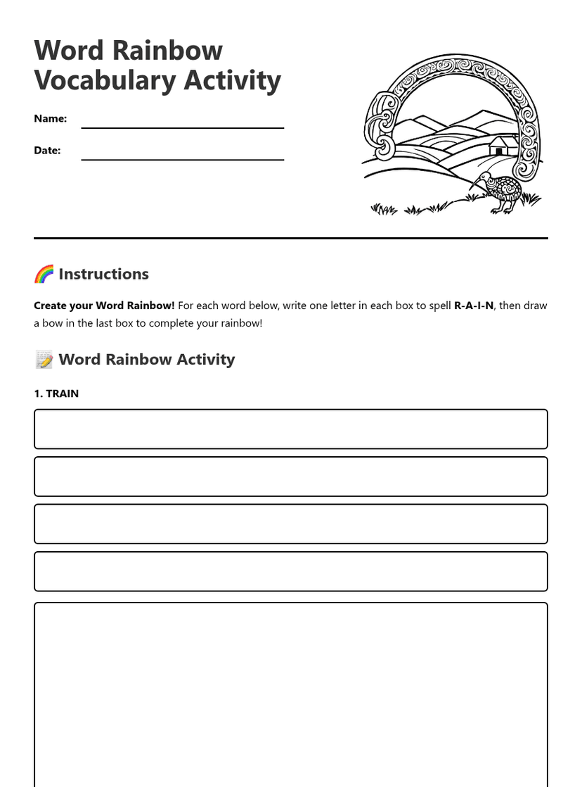Word Rainbow Vocabulary Activity