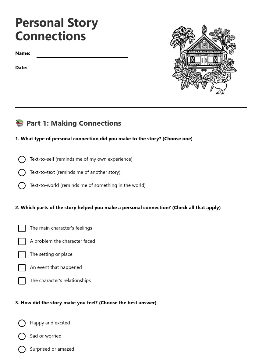 Personal Story Connections worksheet preview