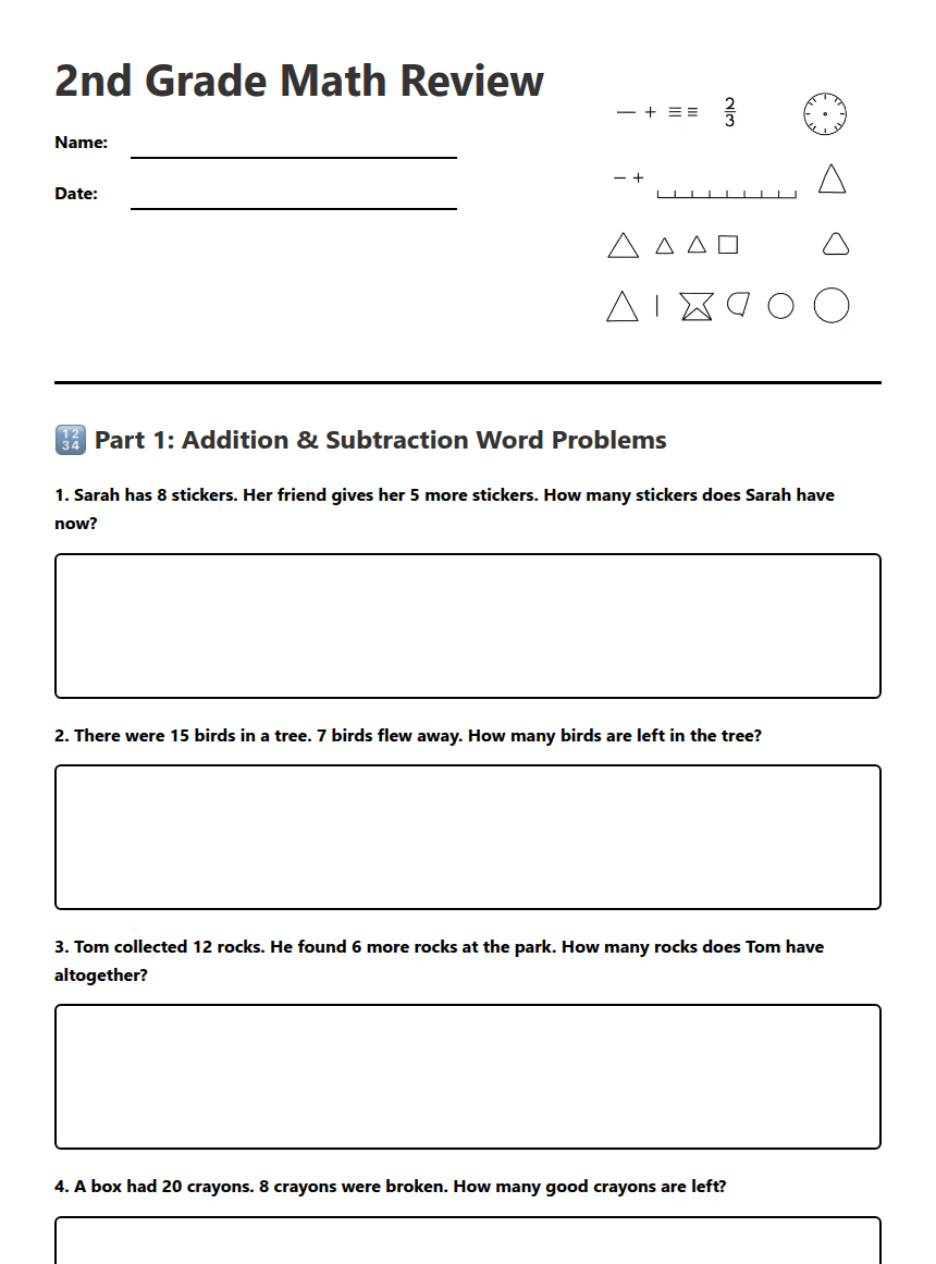 2nd Grade Math Review