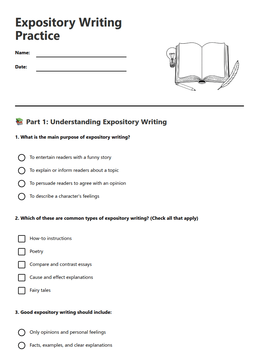 Expository Writing Practice worksheet preview