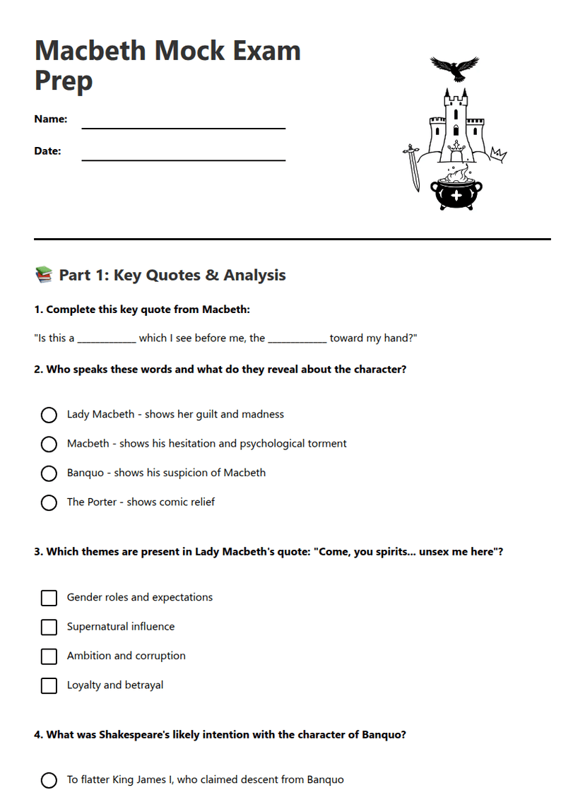 Macbeth Mock Exam Prep