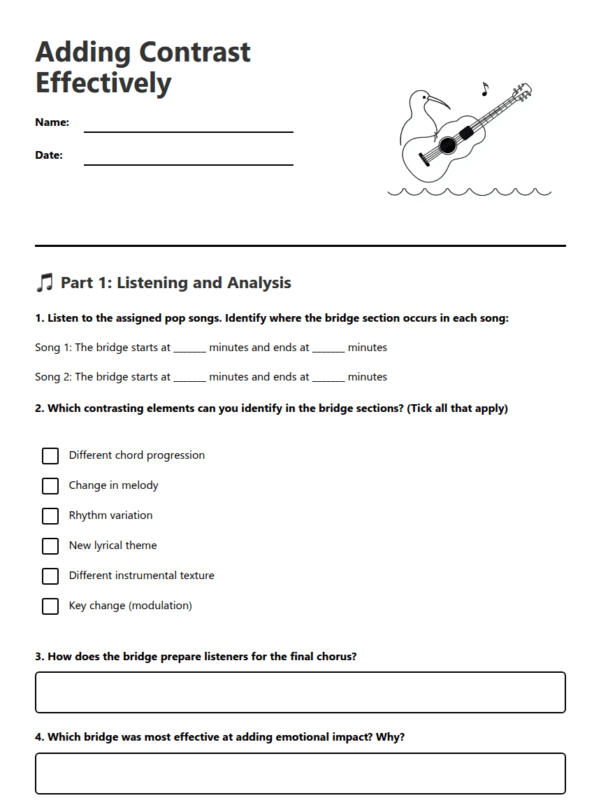 Adding Contrast Effectively worksheet preview