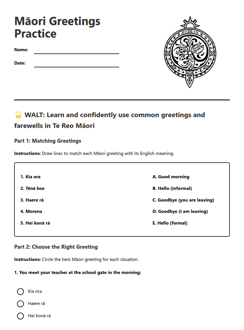 Māori Greetings Practice