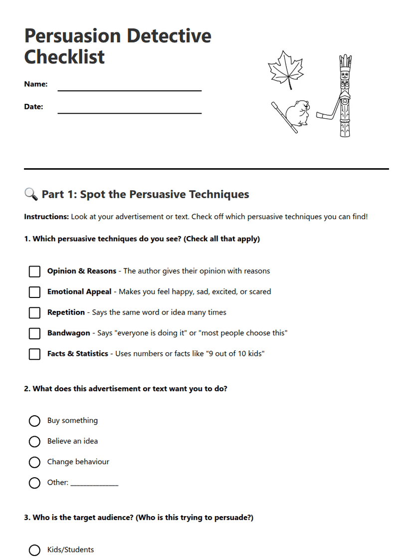 Persuasion Detective Checklist