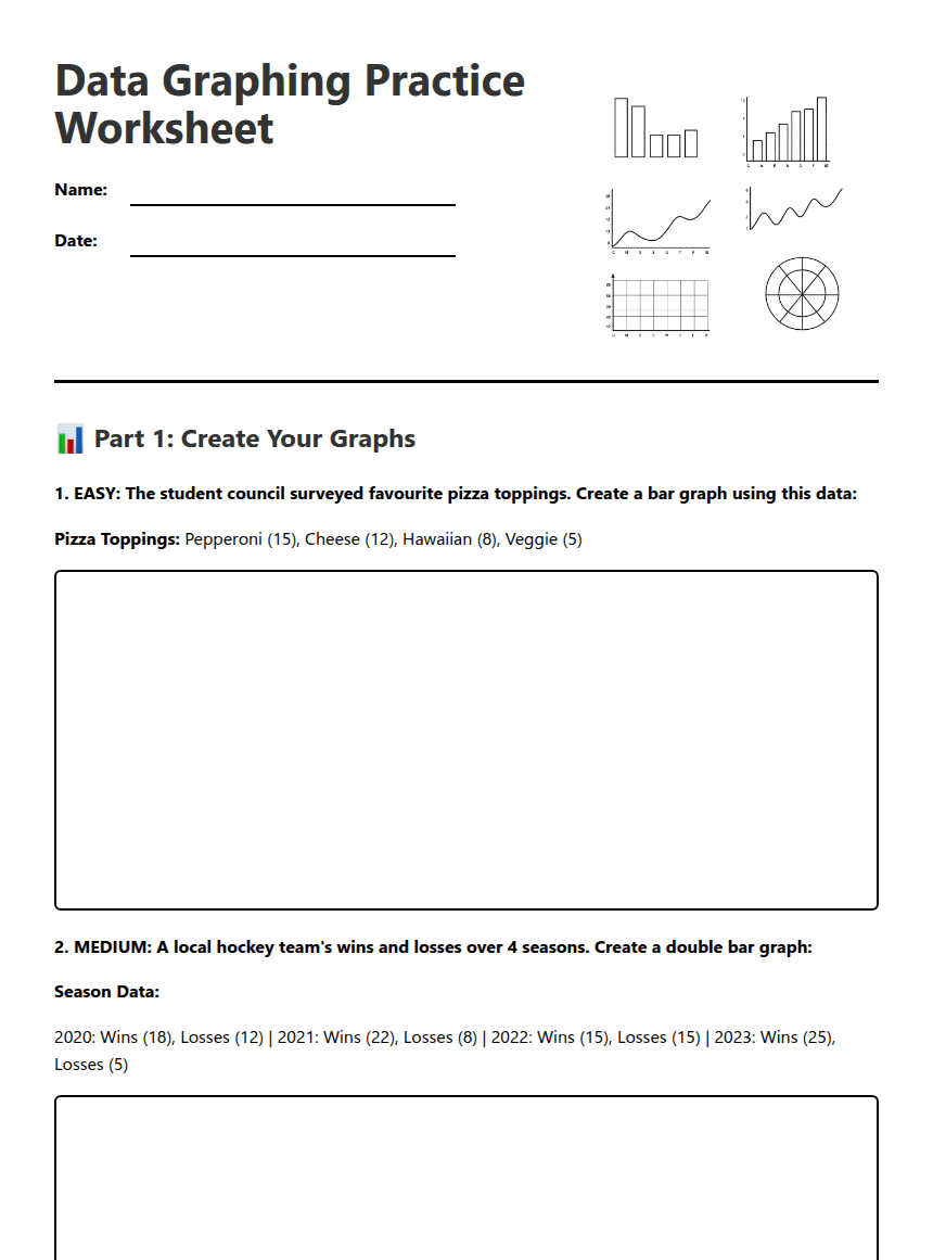 Data Graphing Practice Worksheet worksheet preview