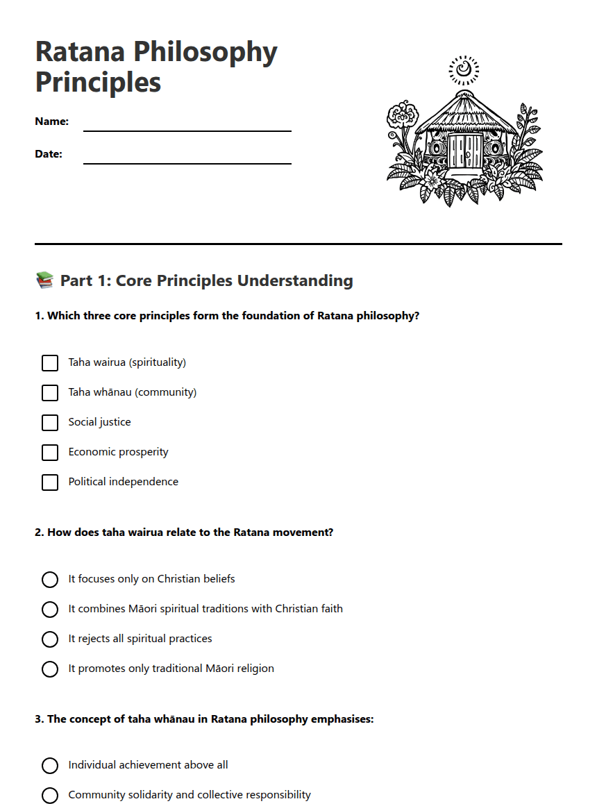 Ratana Philosophy Principles worksheet preview