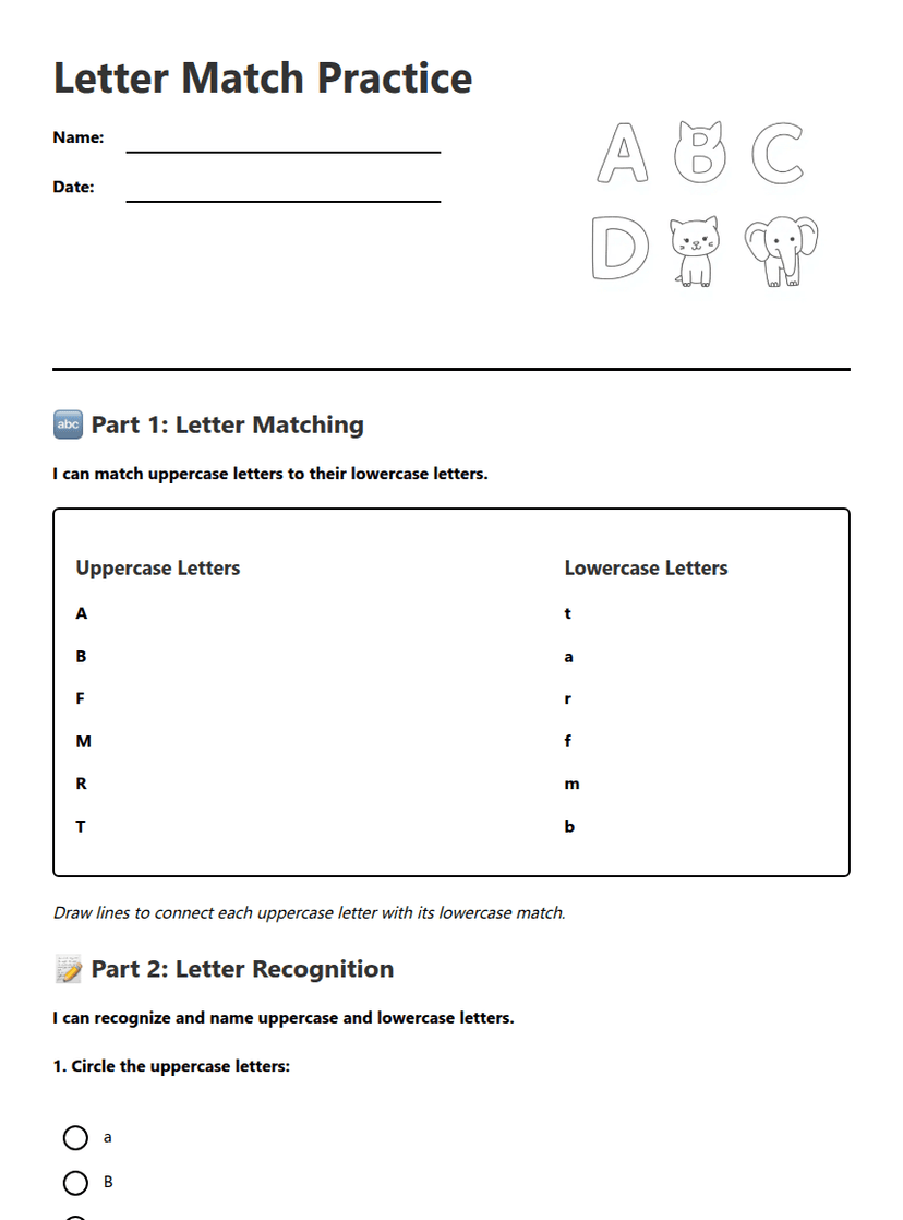 Letter Match Practice