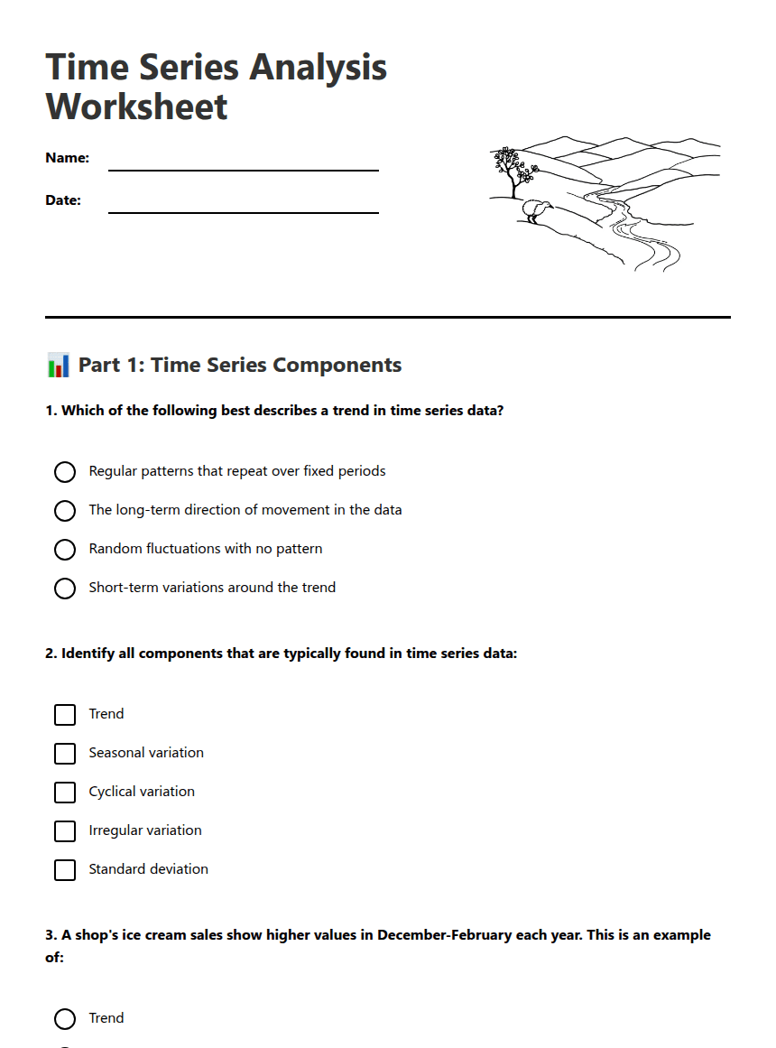 Time Series Analysis Worksheet worksheet preview