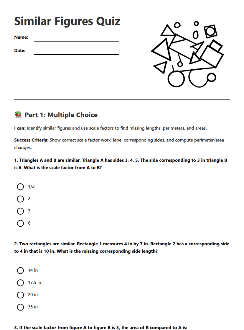 Similar Figures Quiz